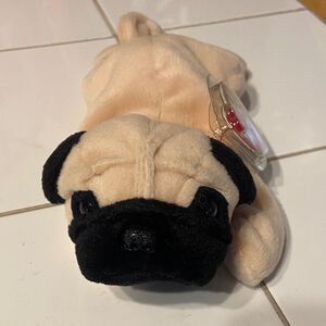 TY Beanie Baby Pugsly Plush Pug Dog Toy 1996, 1NN
